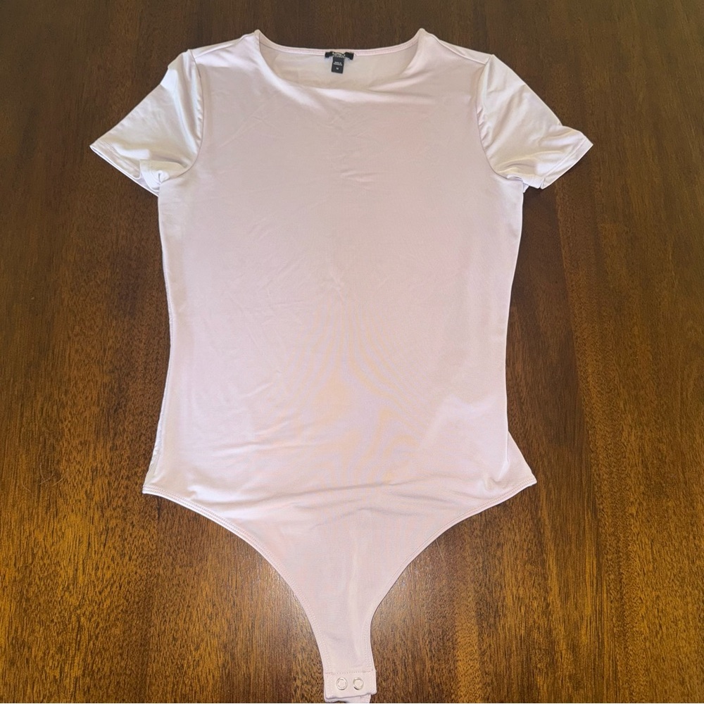 Express Body Contour Short Sleeve Bodysuit Purple Violet Lilac Pastel Medium